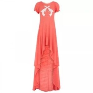 Wildfox Orange High-Low Pistol Dress